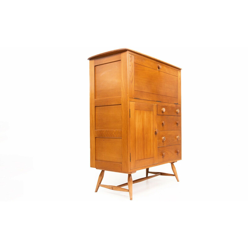 Mid century cocktail cabinet in elmwood by Blonde Ercol, 1950s