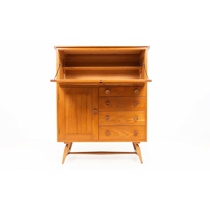 Mid century cocktail cabinet in elmwood by Blonde Ercol, 1950s