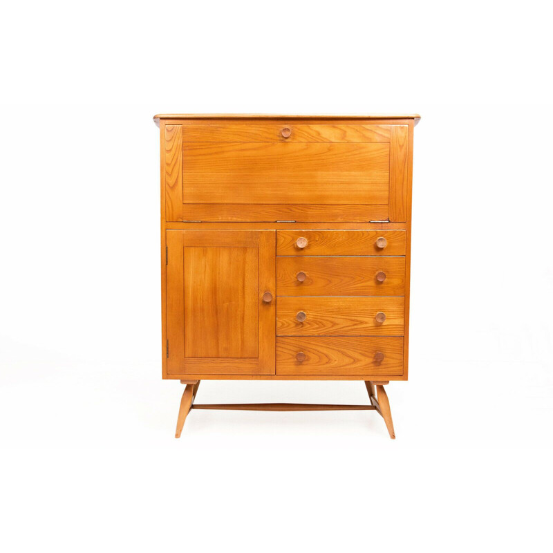 Mid century cocktail cabinet in elmwood by Blonde Ercol, 1950s