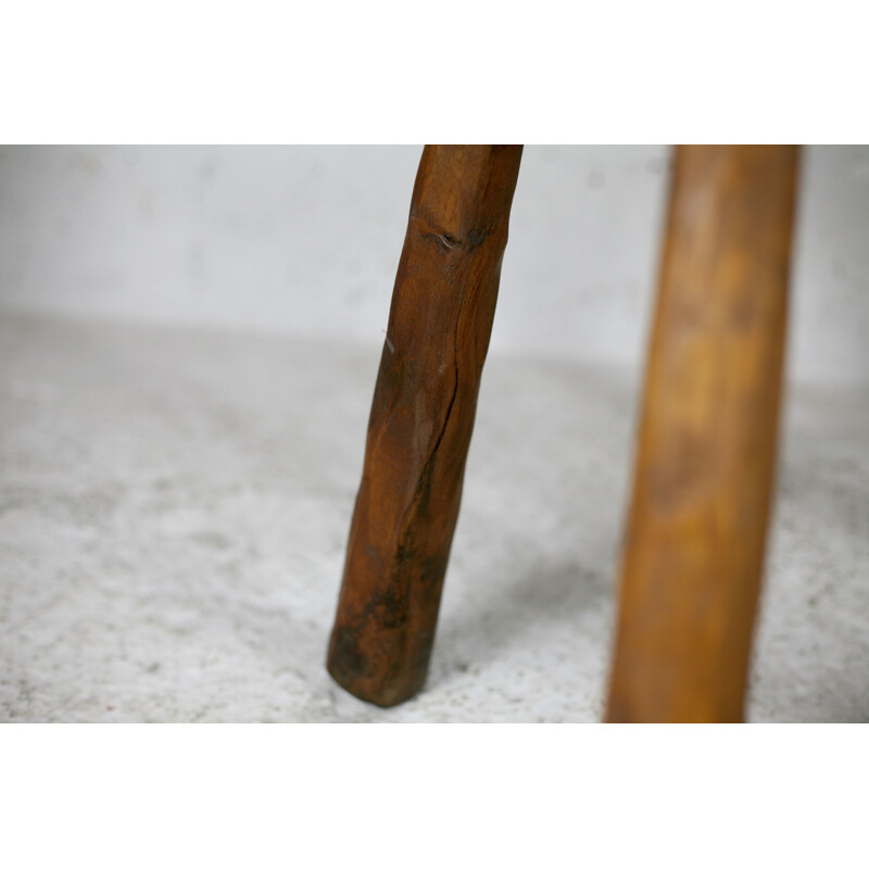 Pair of vintage brutalist stools, France 1960