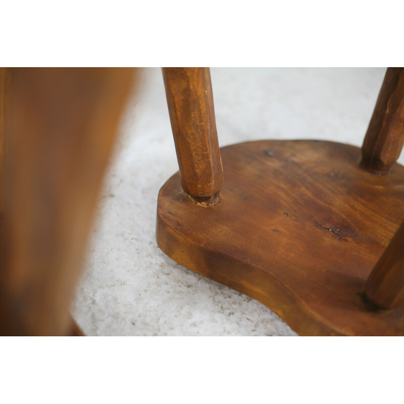 Pair of vintage brutalist stools, France 1960