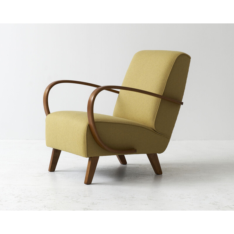 Vintage wool armchair by Jindřich Halabala, Czechoslovakia 1930s
