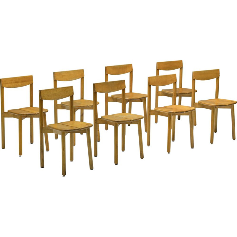 Set of 8 vintage dining chairs by Pierre Gautier-Delaye, 1960s