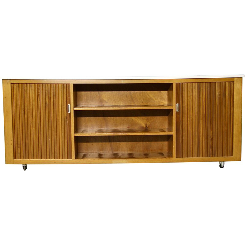 Dutch vintage school sideboard in beech, 1960s