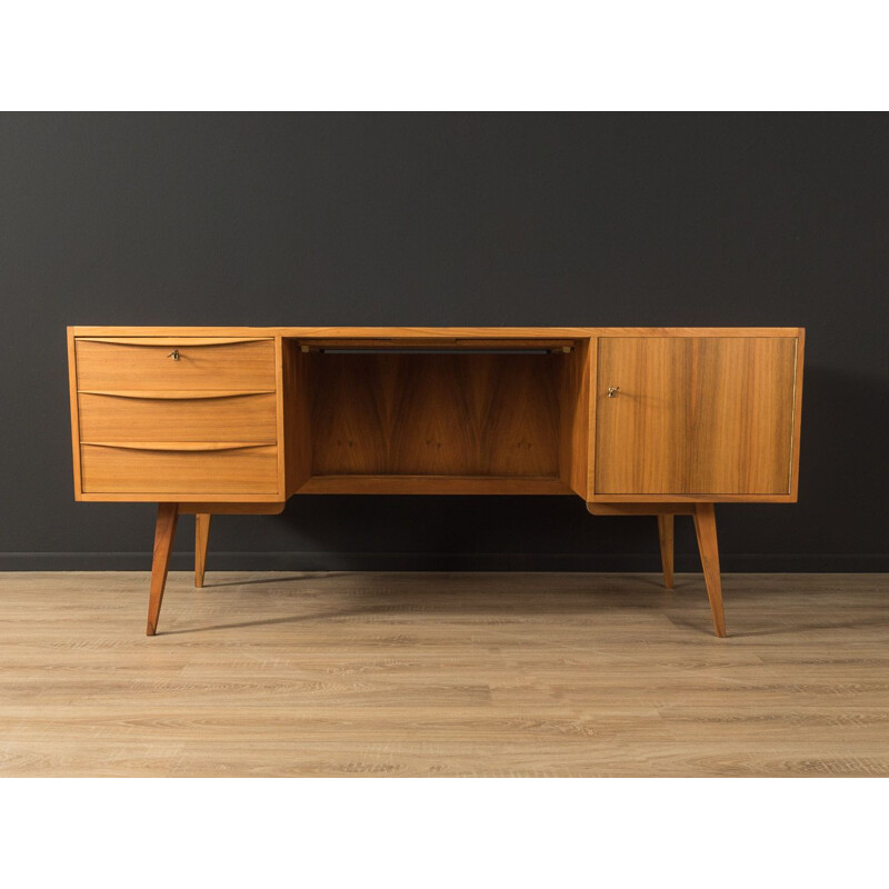 Vintage walnut desk, Germany 1950s