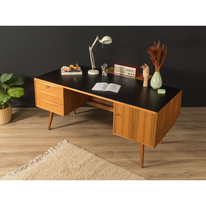 Vintage walnut desk, Germany 1950s