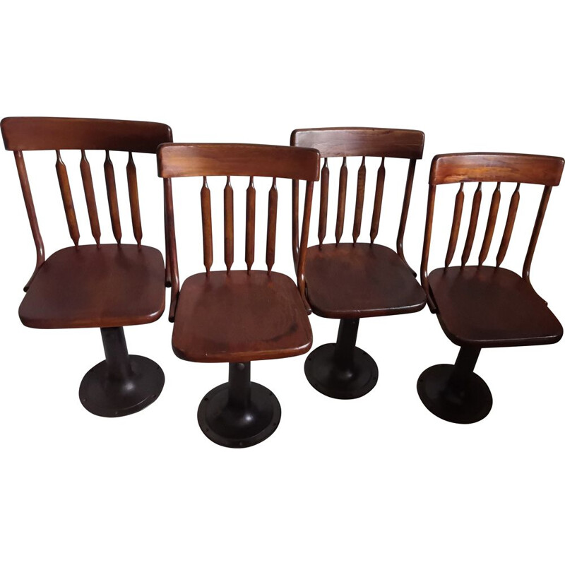 Conjunto de 4 cadeiras de barco de madeira vintage