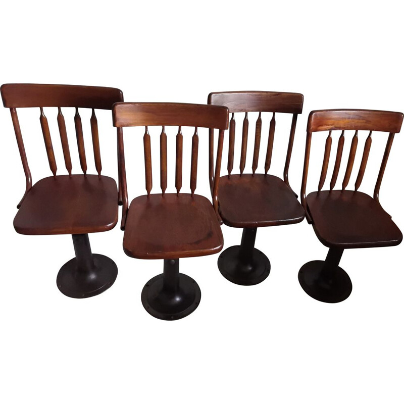 Set of 4 vintage wooden boat chairs