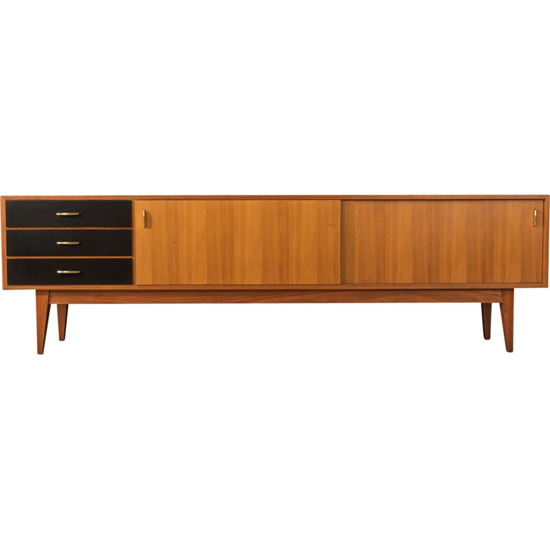 Vintage walnut sideboard with two sliding doors, Germany 1960s