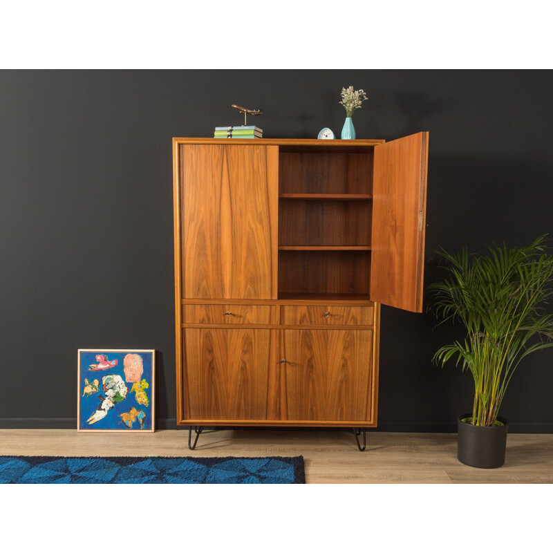 Vintage walnut cabinet with four doors, Germany 1960s