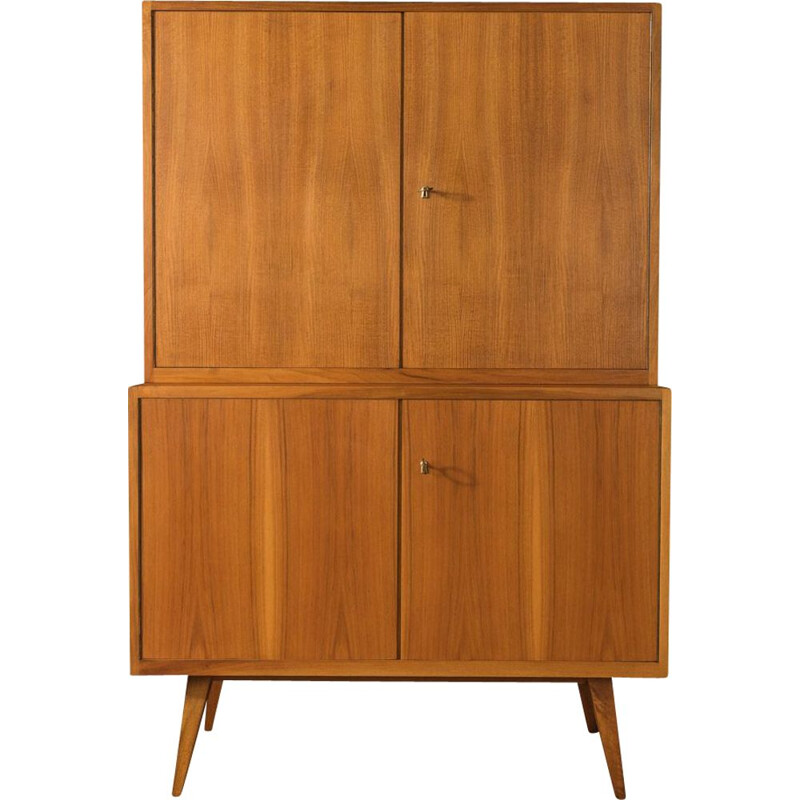 Vintage walnut cabinet with four doors, Germany 1950s