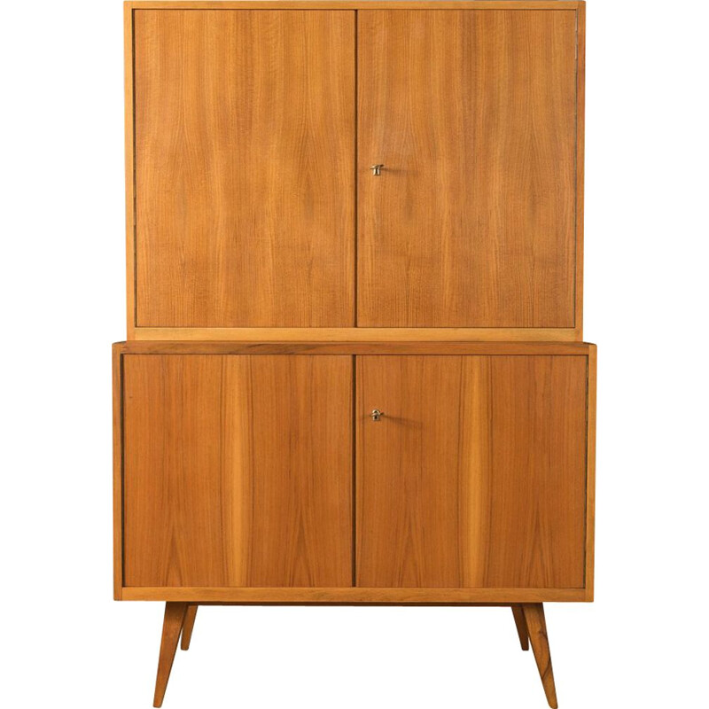 Vintage walnut cabinet with four doors, Germany 1950s