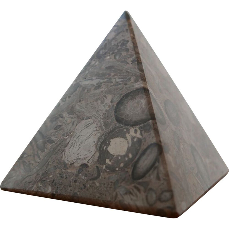 English vintage marble stone paperweight pyramid, 1930s