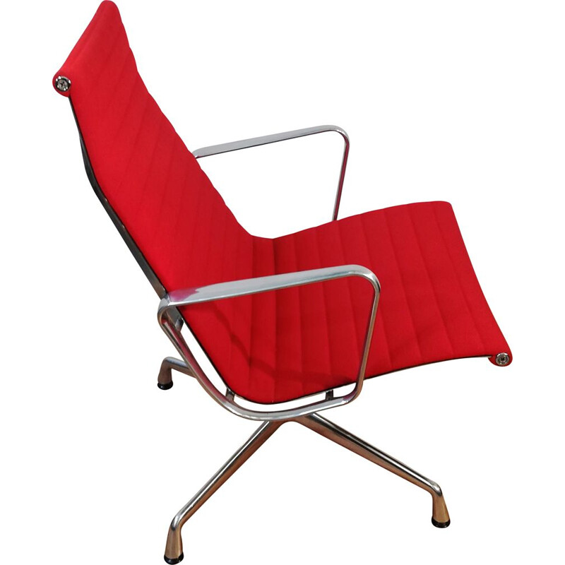 Vintage Eames Ea116 armchair in red fabric by Charles & Ray Eames for Vitra