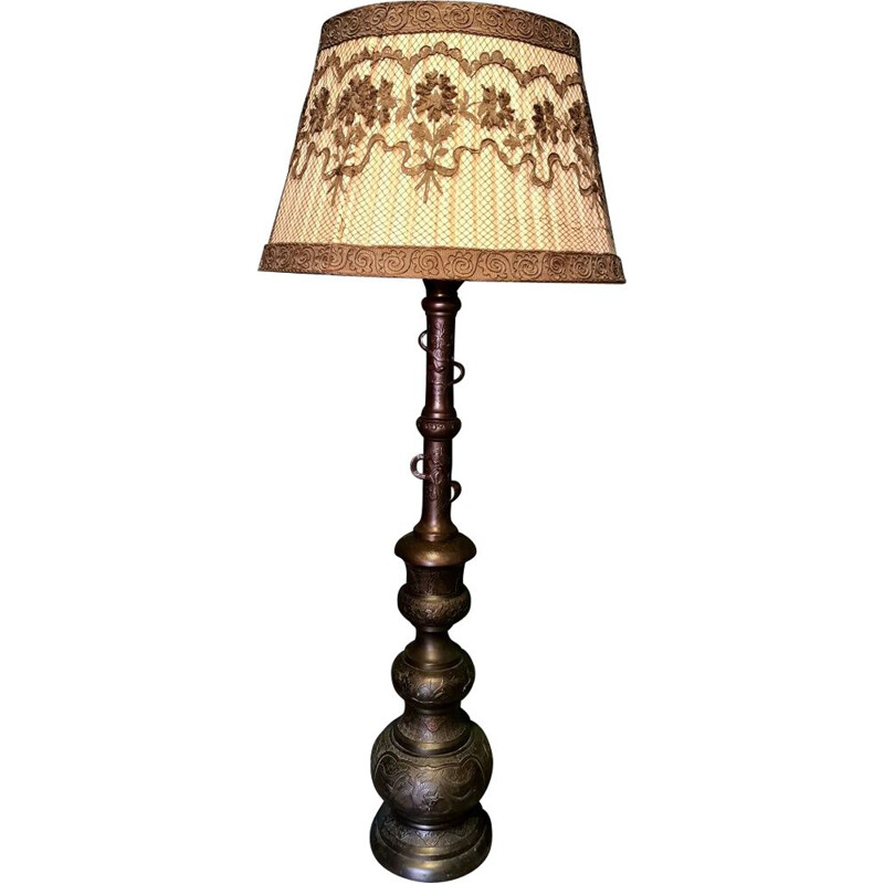 Lampadaire japonais vintage en bronze