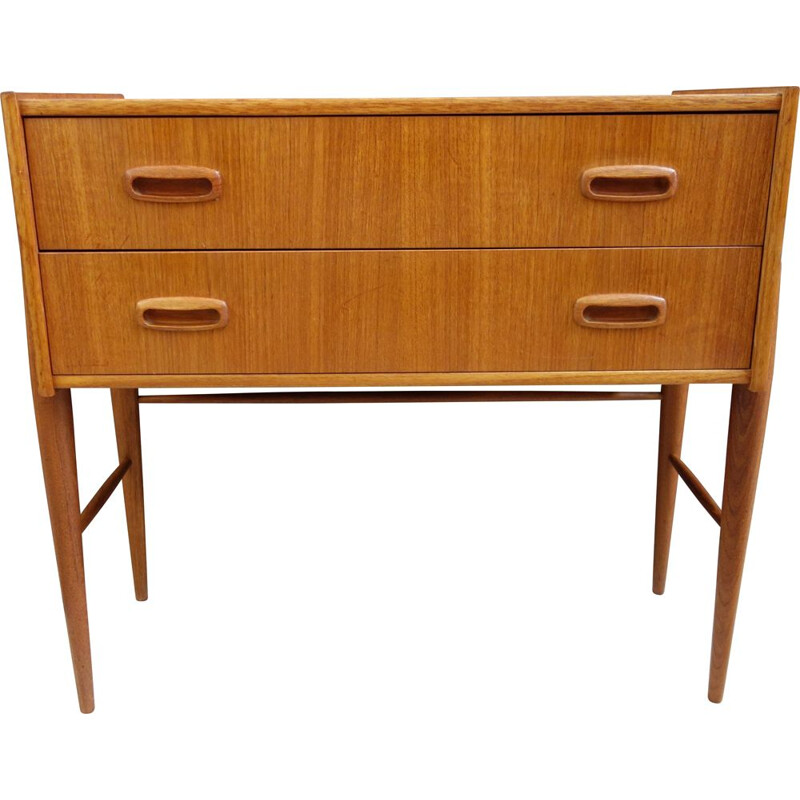 Teak vintage chest of drawers with 2 drawers, Denmark 1960s