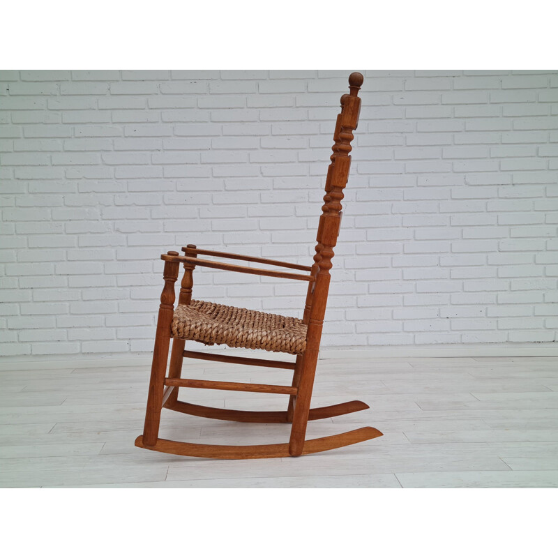 Cadeira de baloiço de carvalho dinamarquês Vintage, 1960