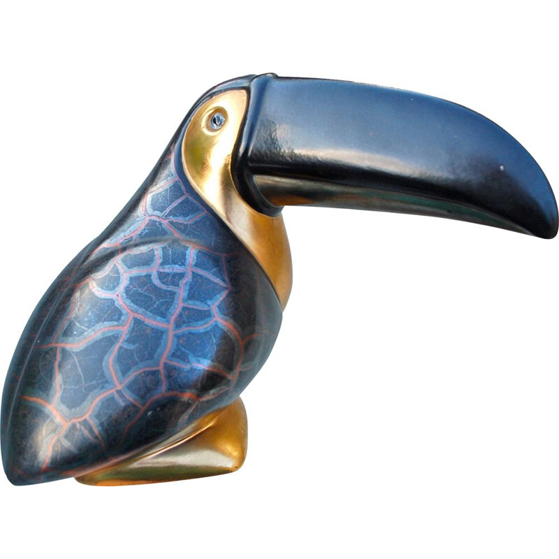 Black and gold vintage ceramic toucan