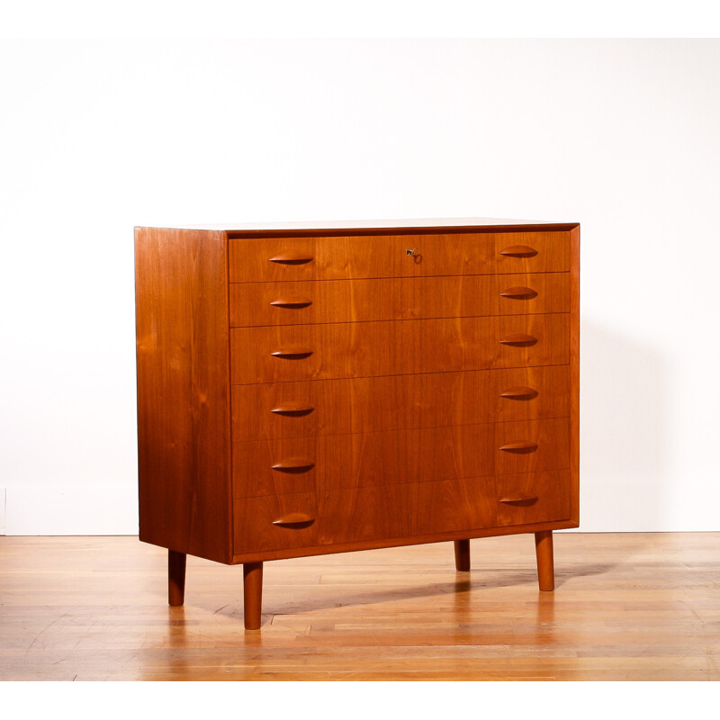 Teak chest of drawers, Johannes SORTH - 1950s