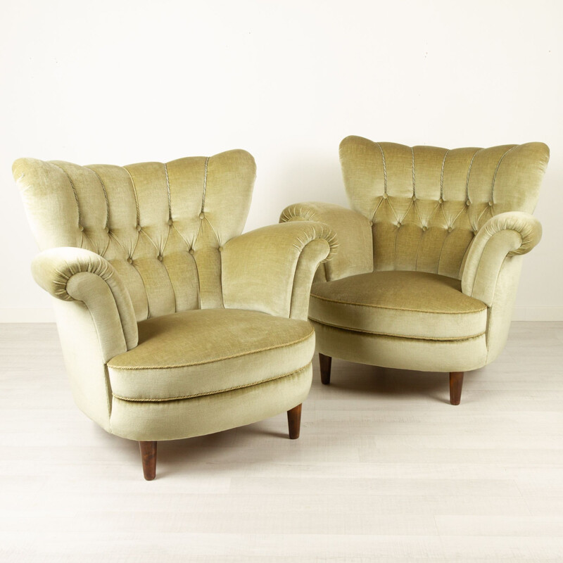 Dänisches Vintage-Sesselpaar aus Samt, 1940