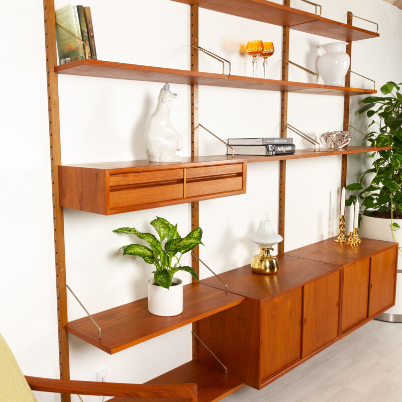 Vintage Danish teak wall unit by Poul Cadovius for Cado, 1960s