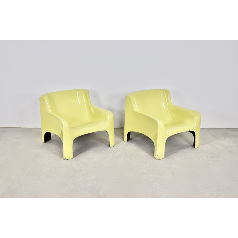 Pair of vintage Solar Lounge armchairs by Carlo Bartali for Arflex, 1960