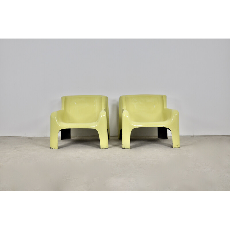 Pair of vintage Solar Lounge armchairs by Carlo Bartali for Arflex, 1960