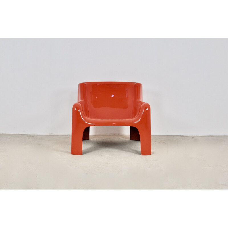 Red Solar Lounge vintage armchair by Carlo Bartali for Arflex, 1960