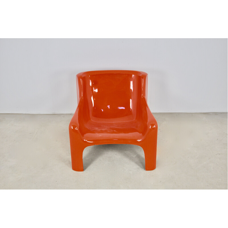 Red Solar Lounge vintage armchair by Carlo Bartali for Arflex, 1960