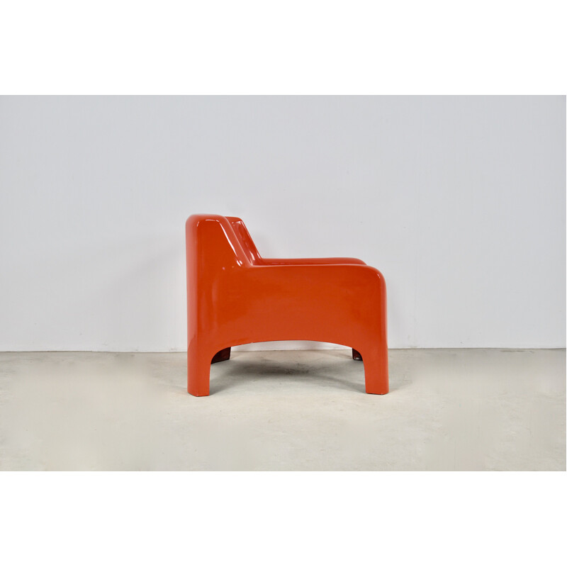 Red Solar Lounge vintage armchair by Carlo Bartali for Arflex, 1960