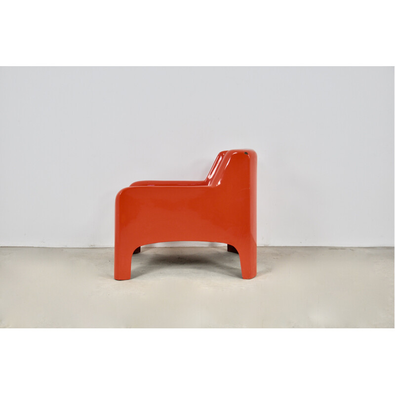 Fauteuil vintage Solar Lounge rouge par Carlo Bartali pour Arflex, 1960