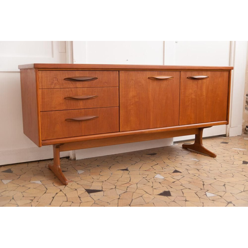 Vintage teak sideboard with sled base by Austinsuite, 1960