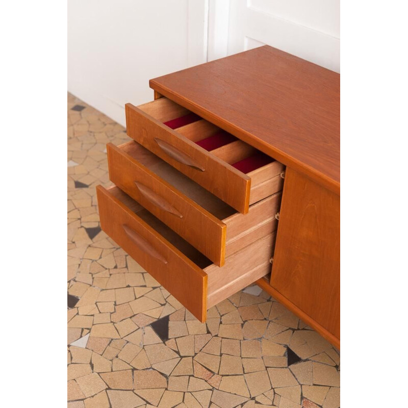 Vintage teak sideboard with sled base by Austinsuite, 1960