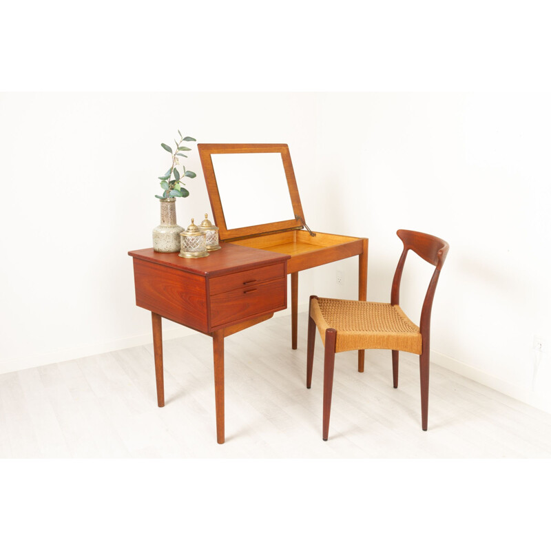 Vintage Danish teak and oakwood dressing table, 1960s