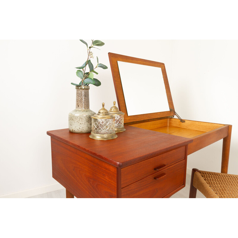 Vintage Danish teak and oakwood dressing table, 1960s