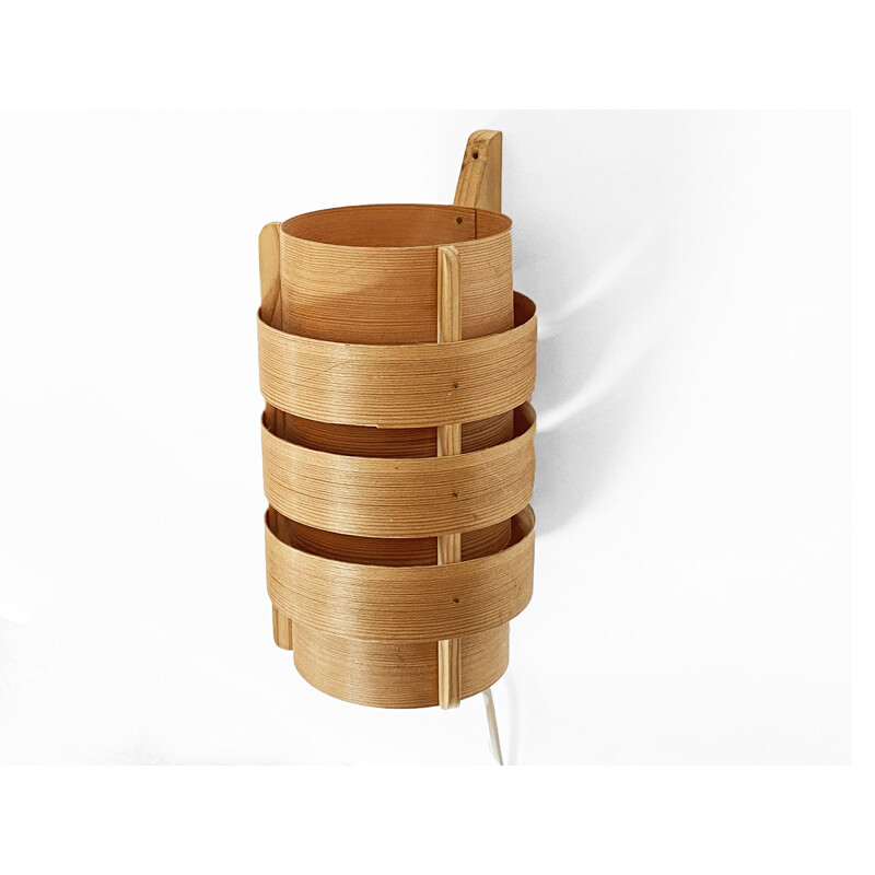 Pine veneer vintage wall lamp V280 by Hans-Agne Jakobsson for Ellysett, Sweden 1960s