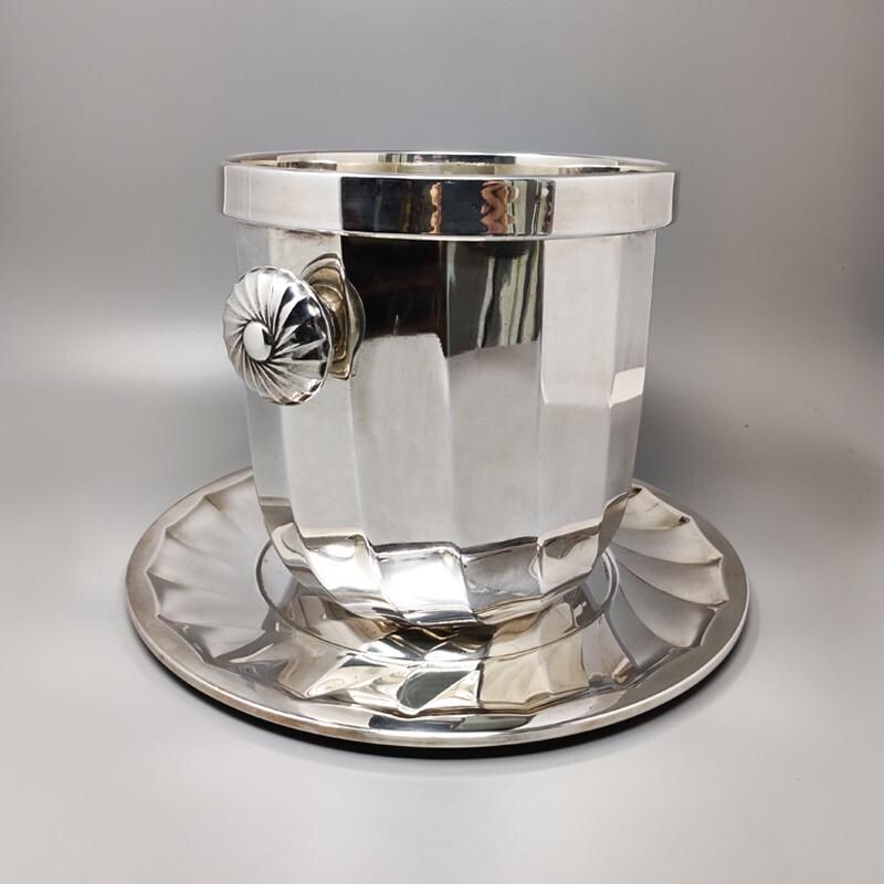 Vintage ice bucket with silver plate by Ricci for Marengo, Italy 1960