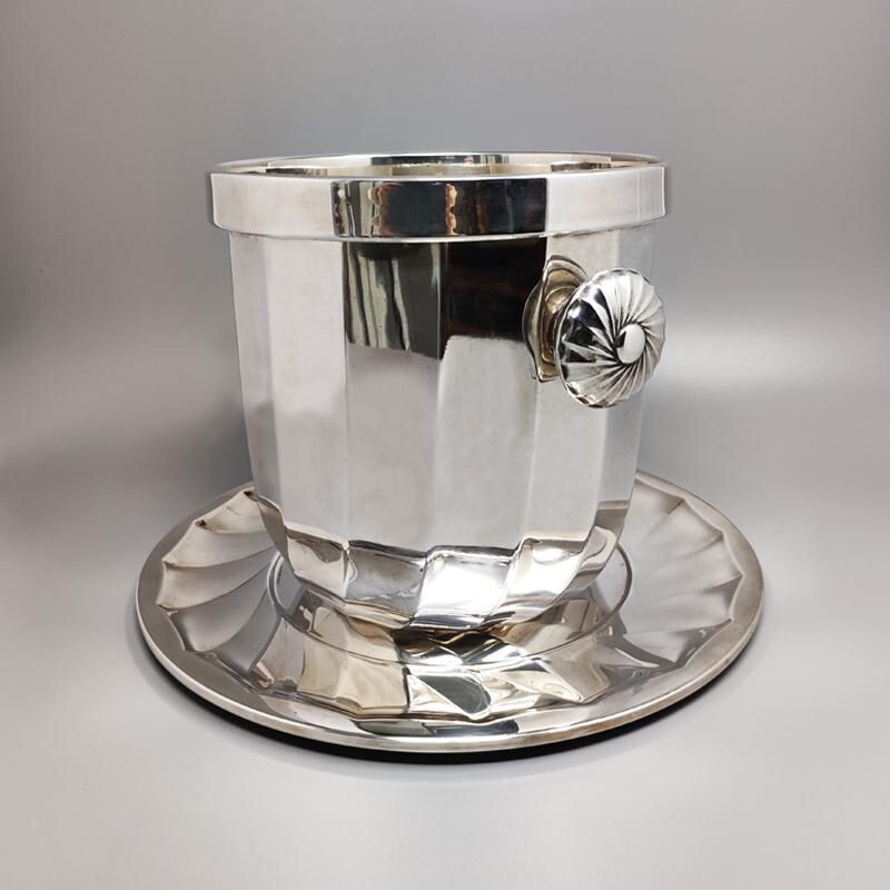 Vintage ice bucket with silver plate by Ricci for Marengo, Italy 1960