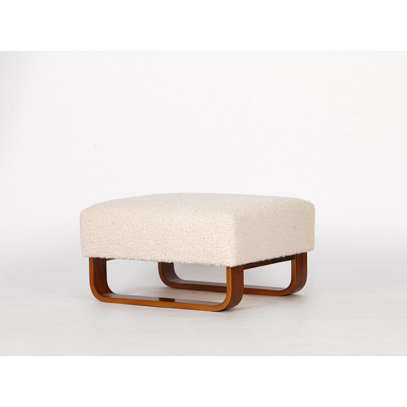 Boucle and bench vintage footrest, Czechoslovakia 1960s