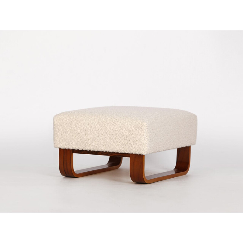 Boucle and bench vintage footrest, Czechoslovakia 1960s
