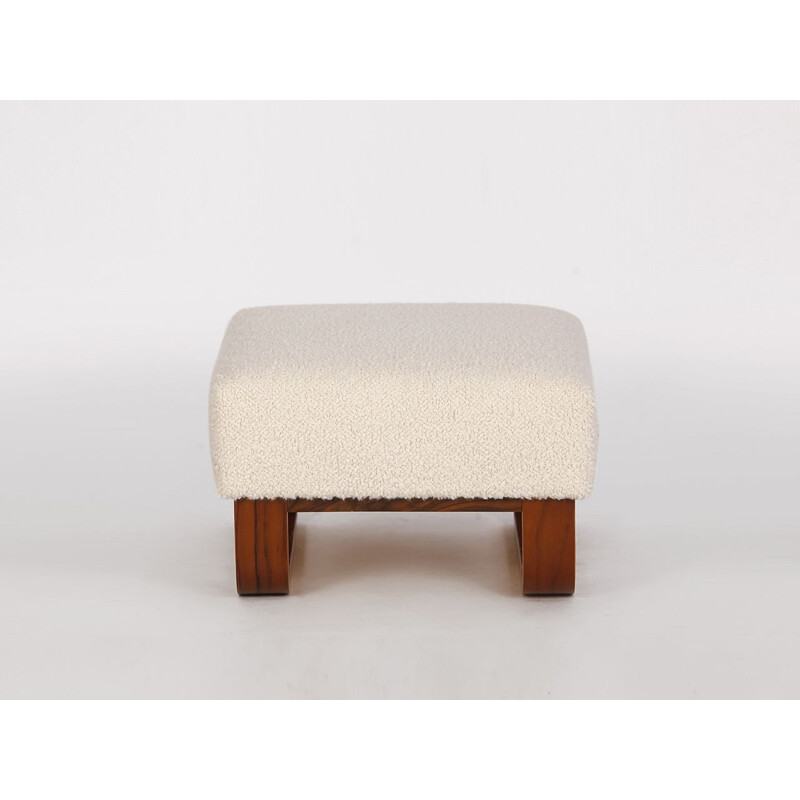 Boucle and bench vintage footrest, Czechoslovakia 1960s