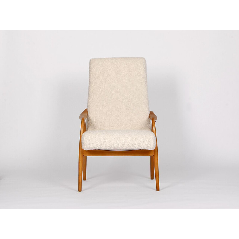 Mid century boucle armchair by Antonin Suman for Ton, Czechoslovakia 1950s