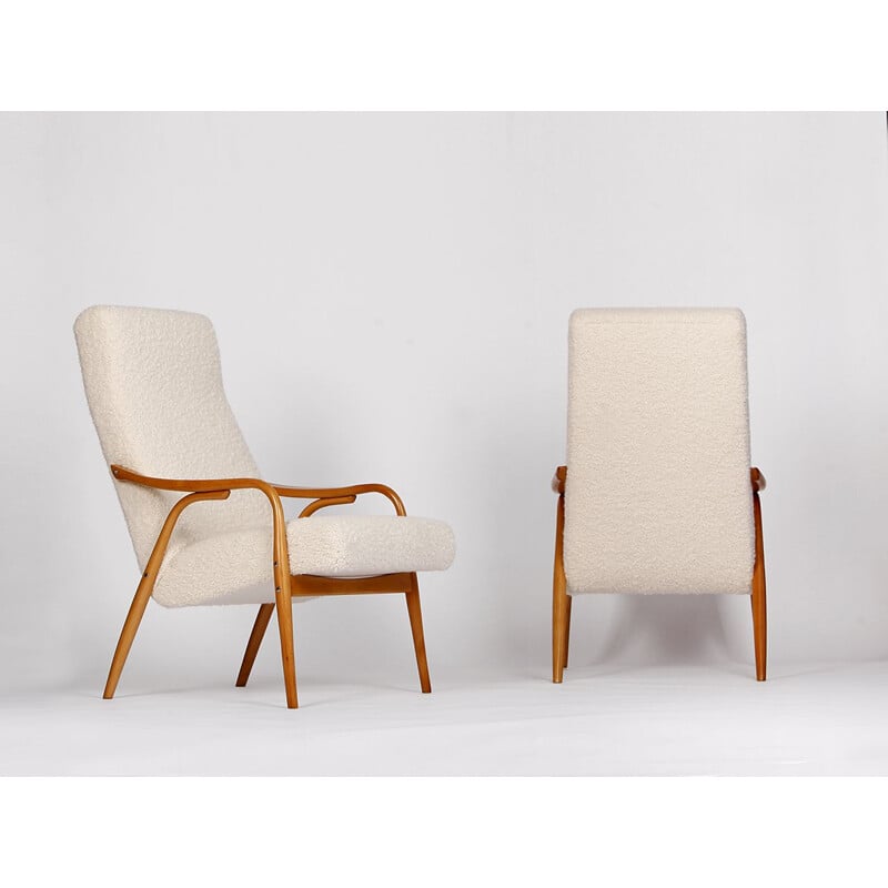 Fauteuil vintage en boucle d'Antonin Suman pour Ton, Tchécoslovaquie 1950