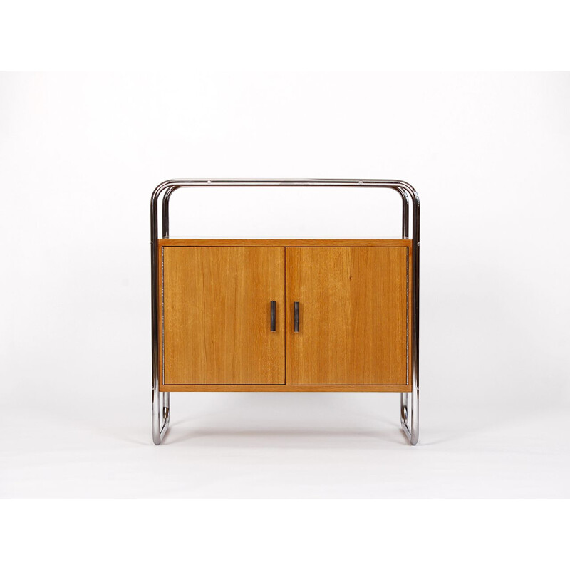 Credenza vintage in tubolare d'acciaio e rovere per Tschechisches Wohndesign