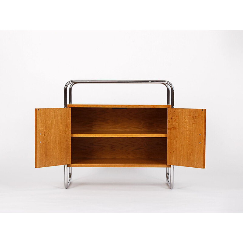 Credenza vintage in tubolare d'acciaio e rovere per Tschechisches Wohndesign