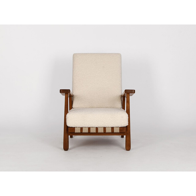 Vintage boucle armchair by Jan Vanek for Krásná Jizba, Czechoslovakia 1950s