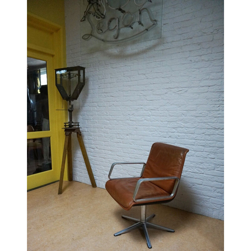 Fauteuil vintage en cuir de Delta pour Wilkhahn, Allemagne 1960