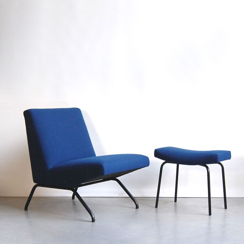 Vintage Taureau armchair and ottoman by Pierre Guariche for Meurop, 1960