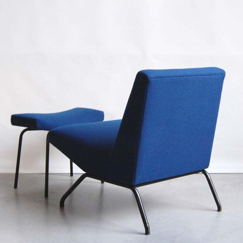 Fauteuil et son ottoman vintage Taureau par Pierre Guariche pour Meurop, 1960