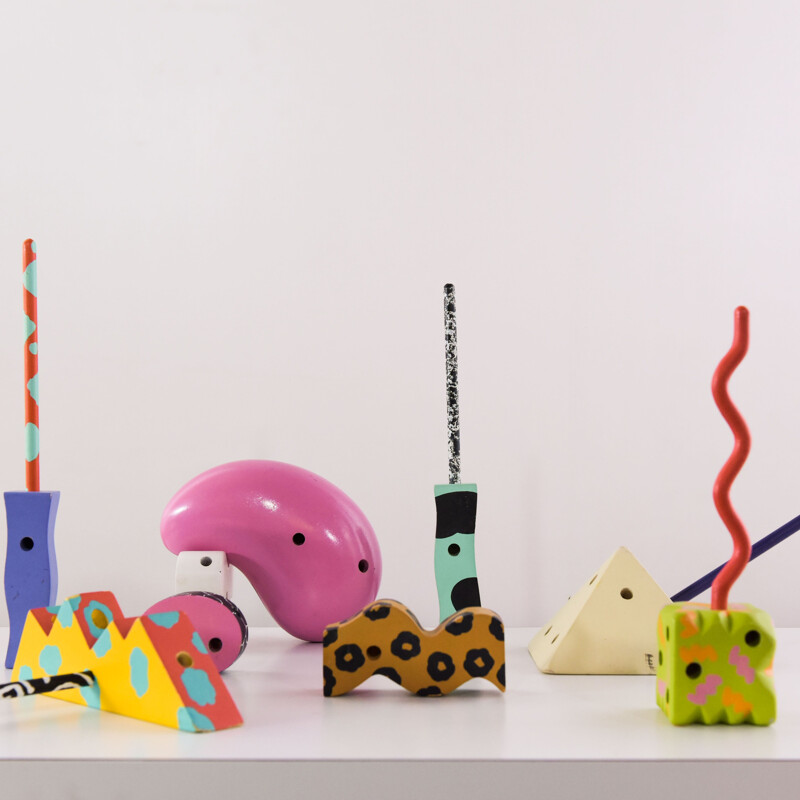 Vintage Memphis wooden toys by Byron Glaser & Sandra Higashi for the Moma, New York